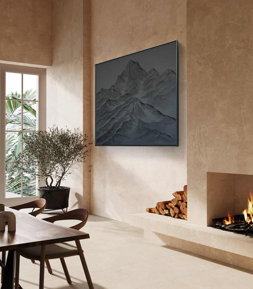 'Monolith' (48x48) - Textured Mountain Wall Art