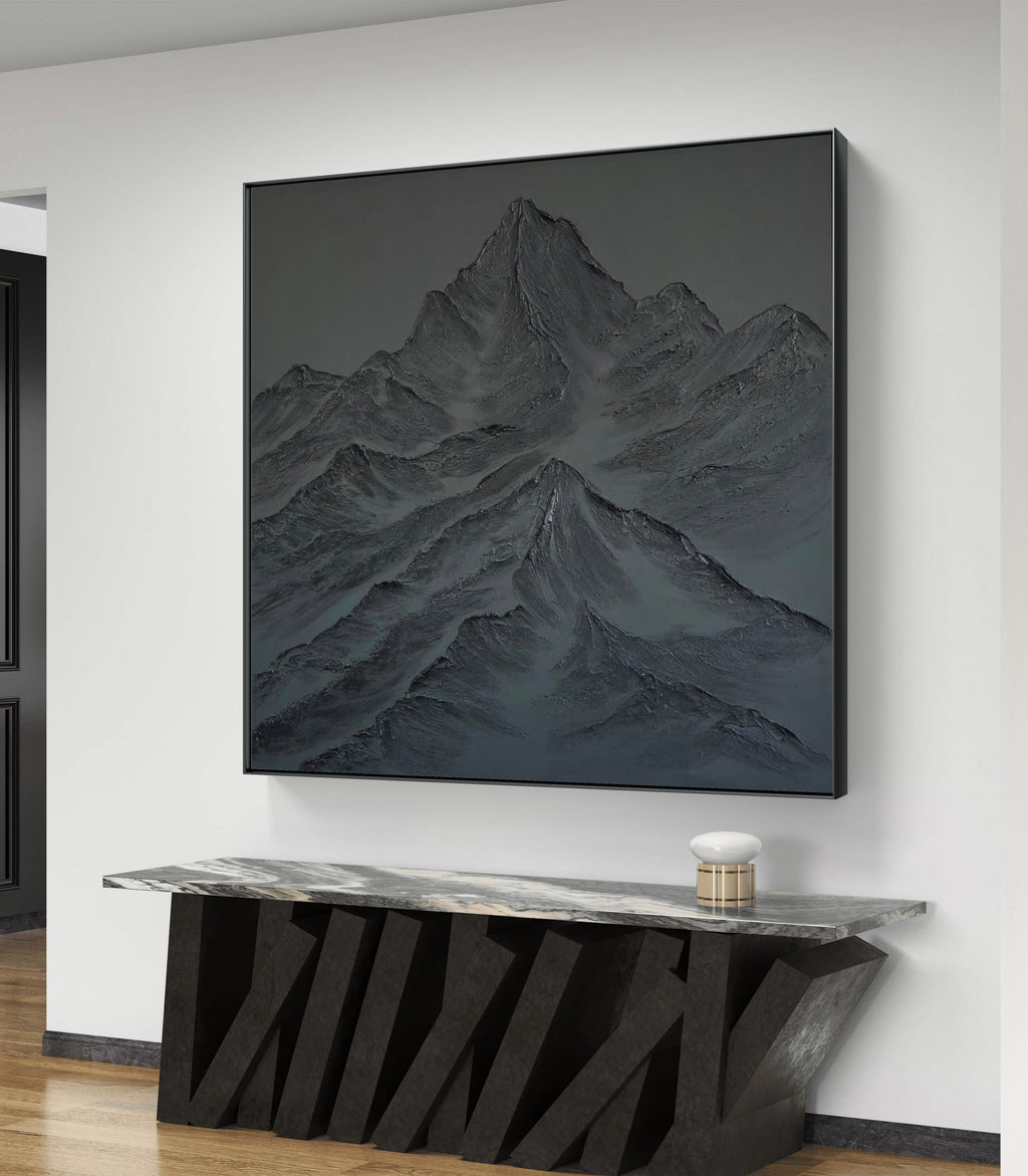 'Monolith' (48x48) - Textured Mountain Wall Art