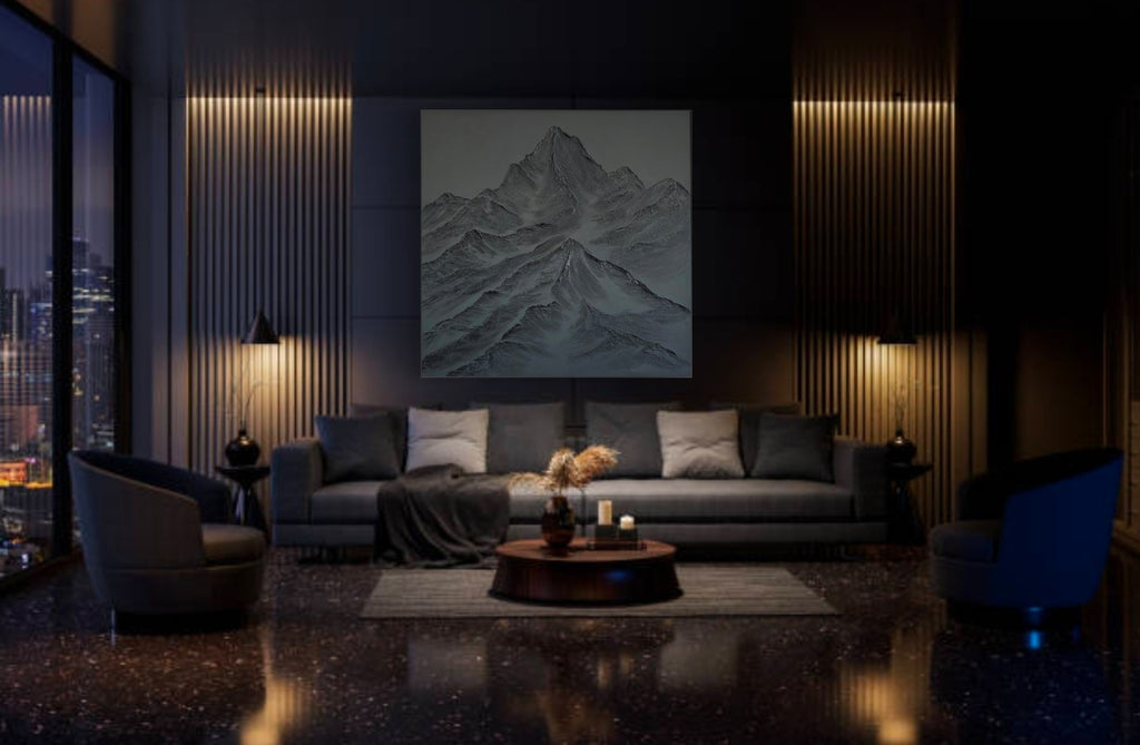 'Monolith' (48x48) - Textured Mountain Wall Art