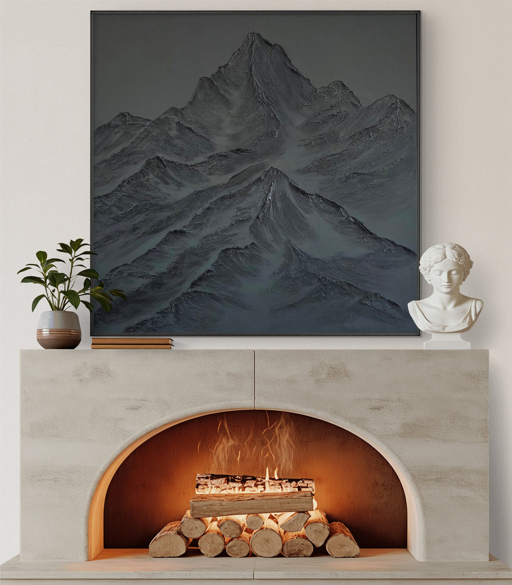 'Monolith' (48x48) - Textured Mountain Wall Art