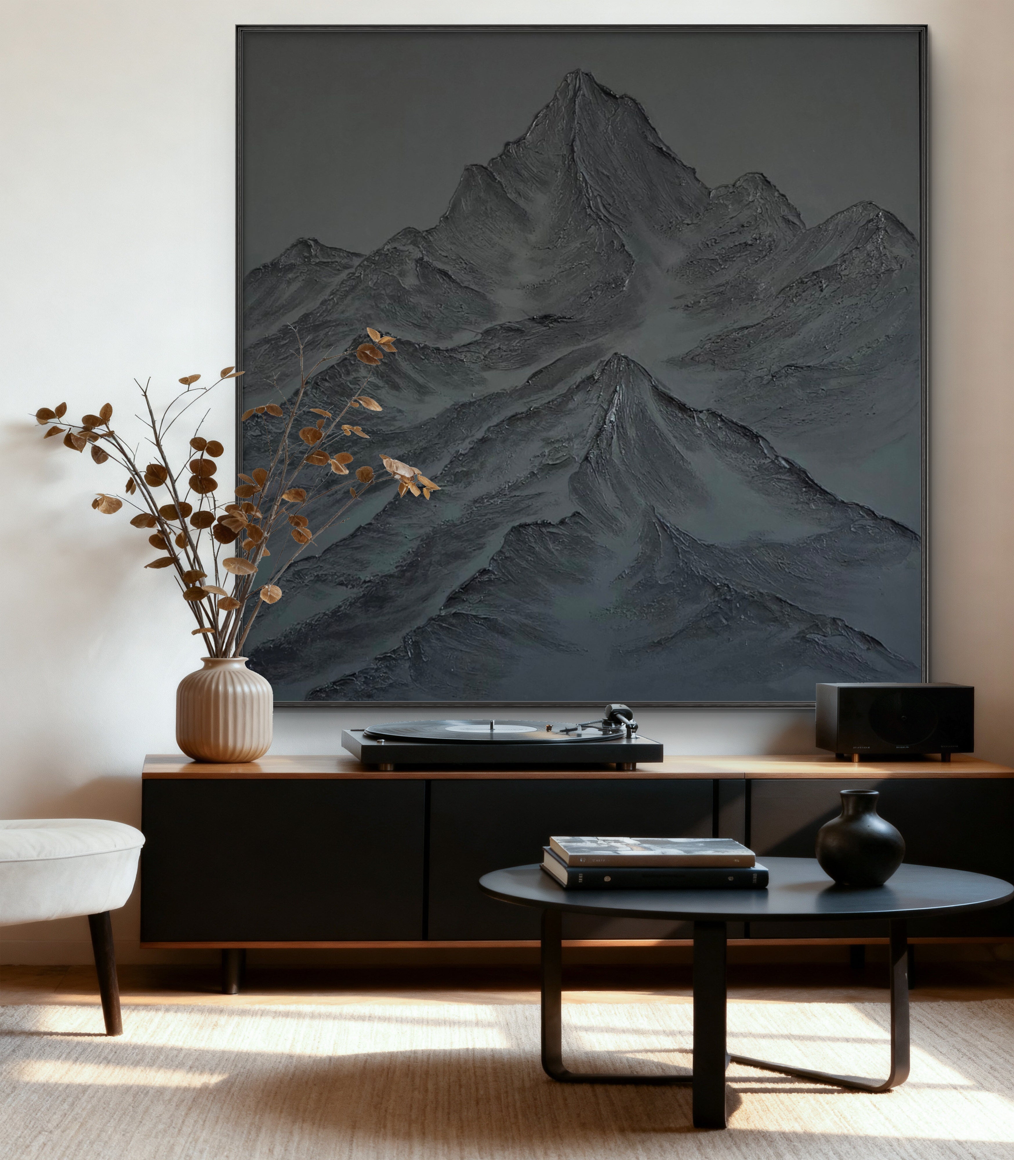 'Monolith' (48x48) - Textured Mountain Wall Art