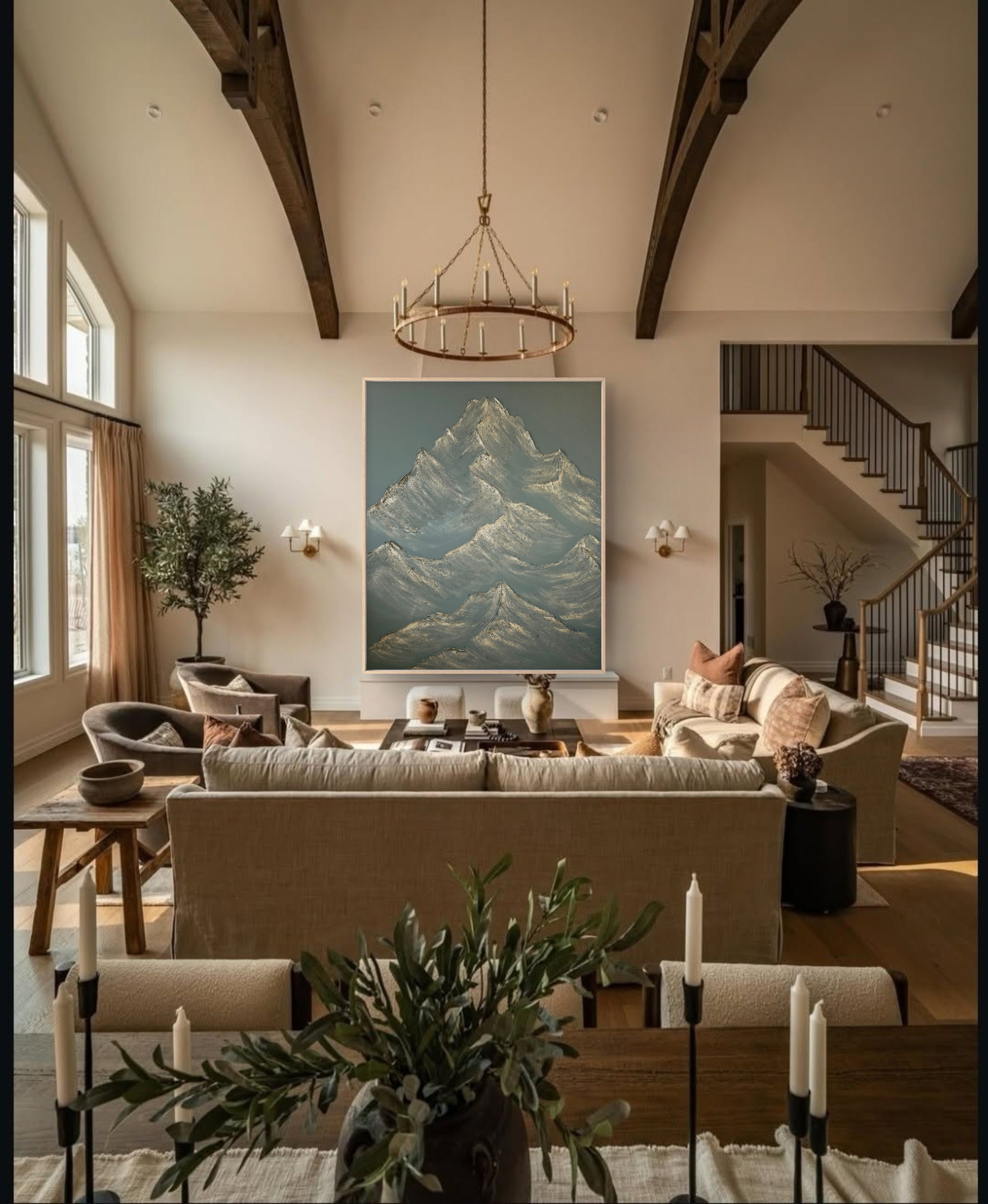 The Monumental Collection No. 2 - Large Textured Mountain Wall Art