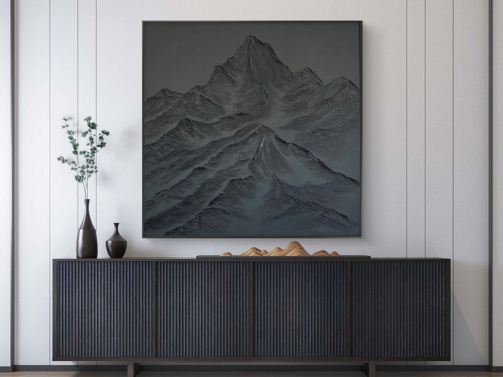 'Monolith' (48x48) - Textured Mountain Wall Art