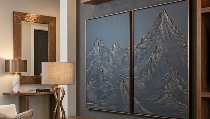 Two mountain-themed wall art 