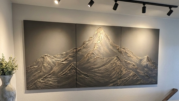 Three-panel mountain wall art