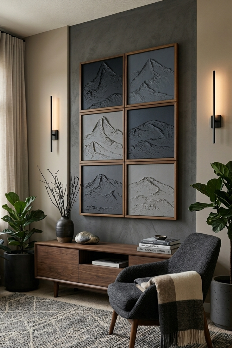 Multi Set Textured Mountain Art - Blue