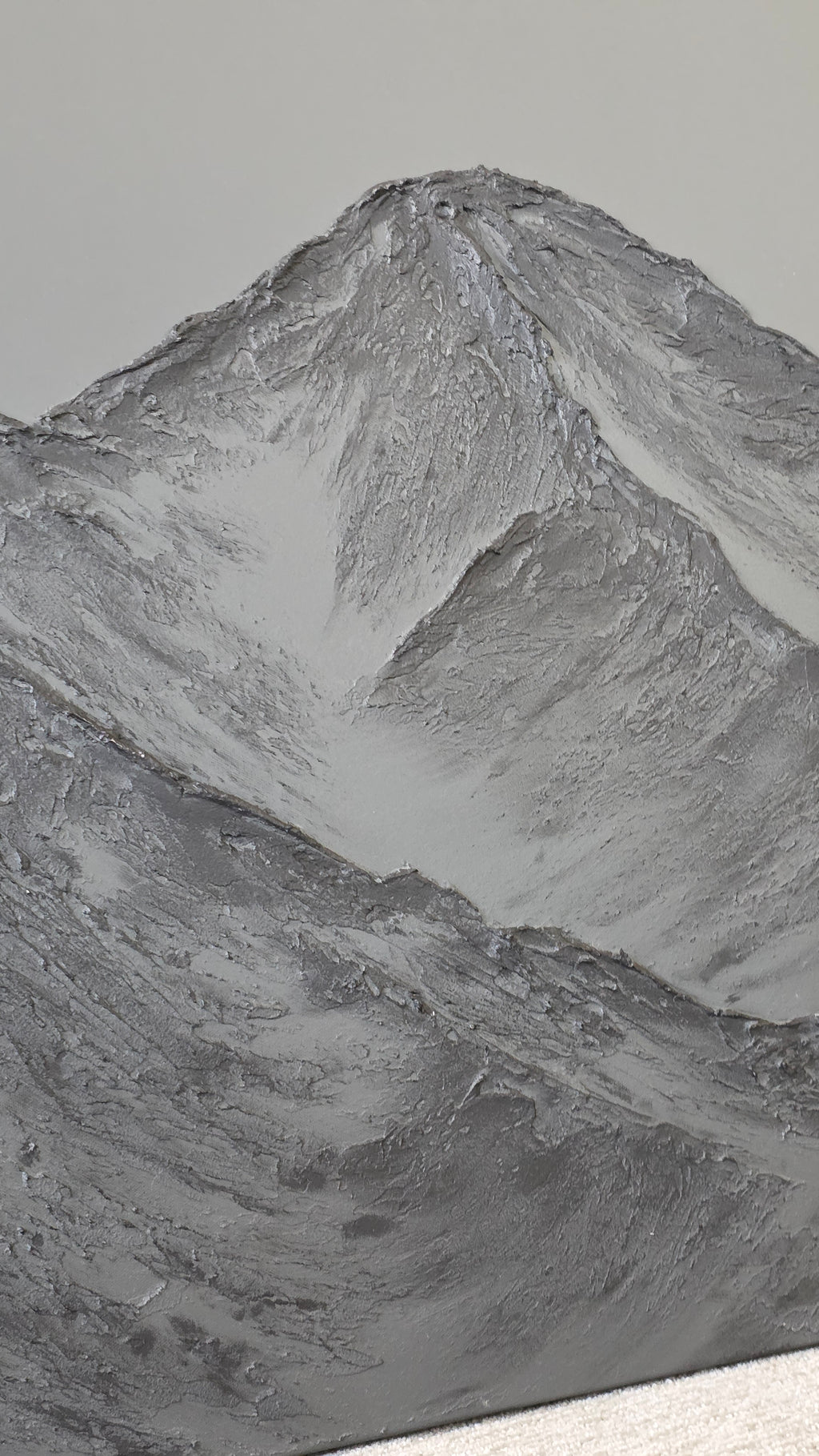 30x30 Textured Mountain Art Monochromatic Black
