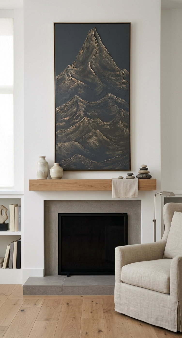 24x48 Textured Mountain Artwork