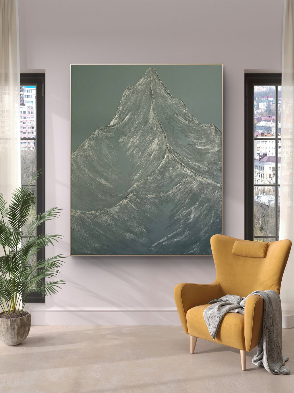 48x60 Textured Mountain Statement Art
