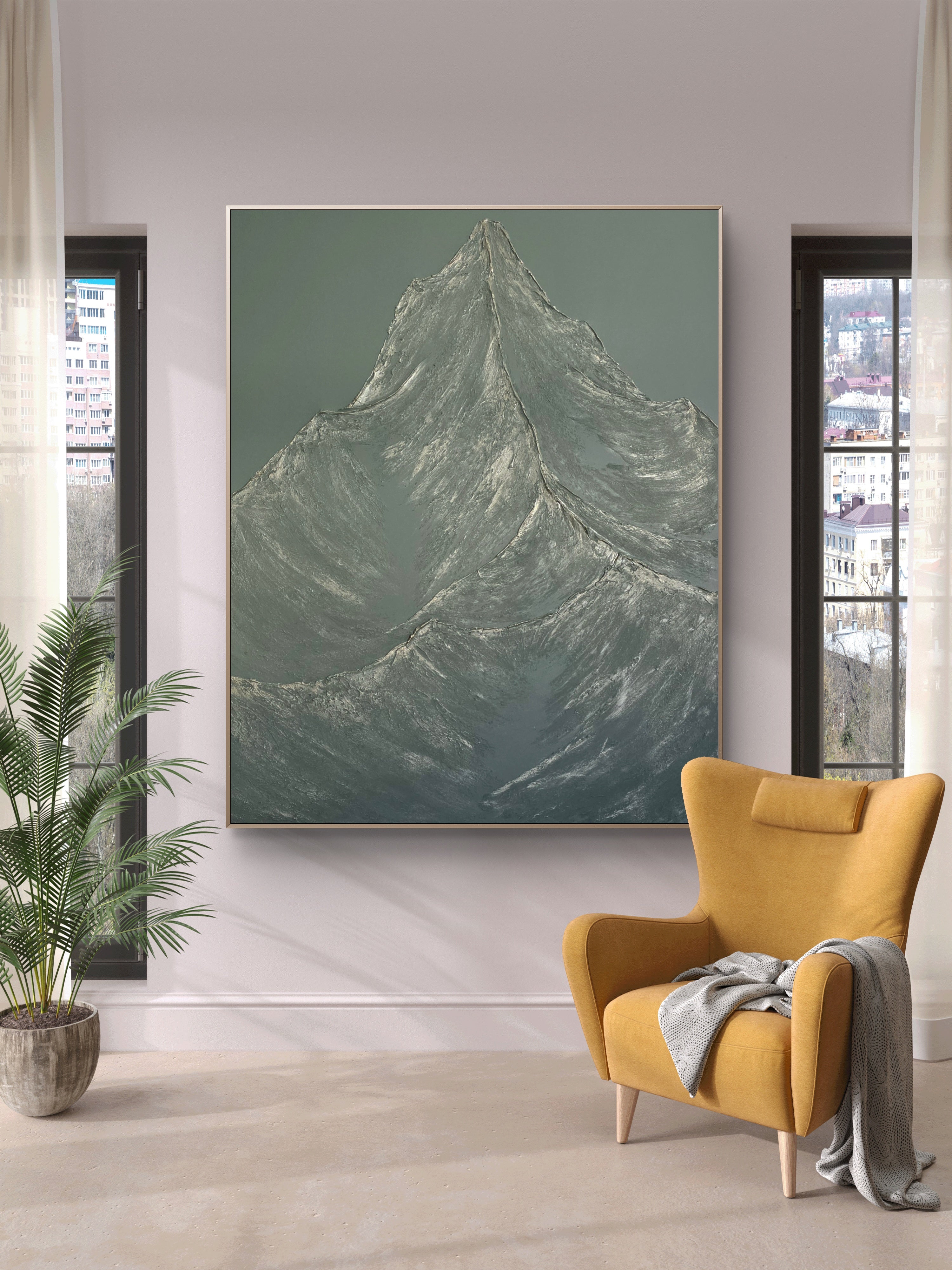 48x60 Textured Mountain Statement Art