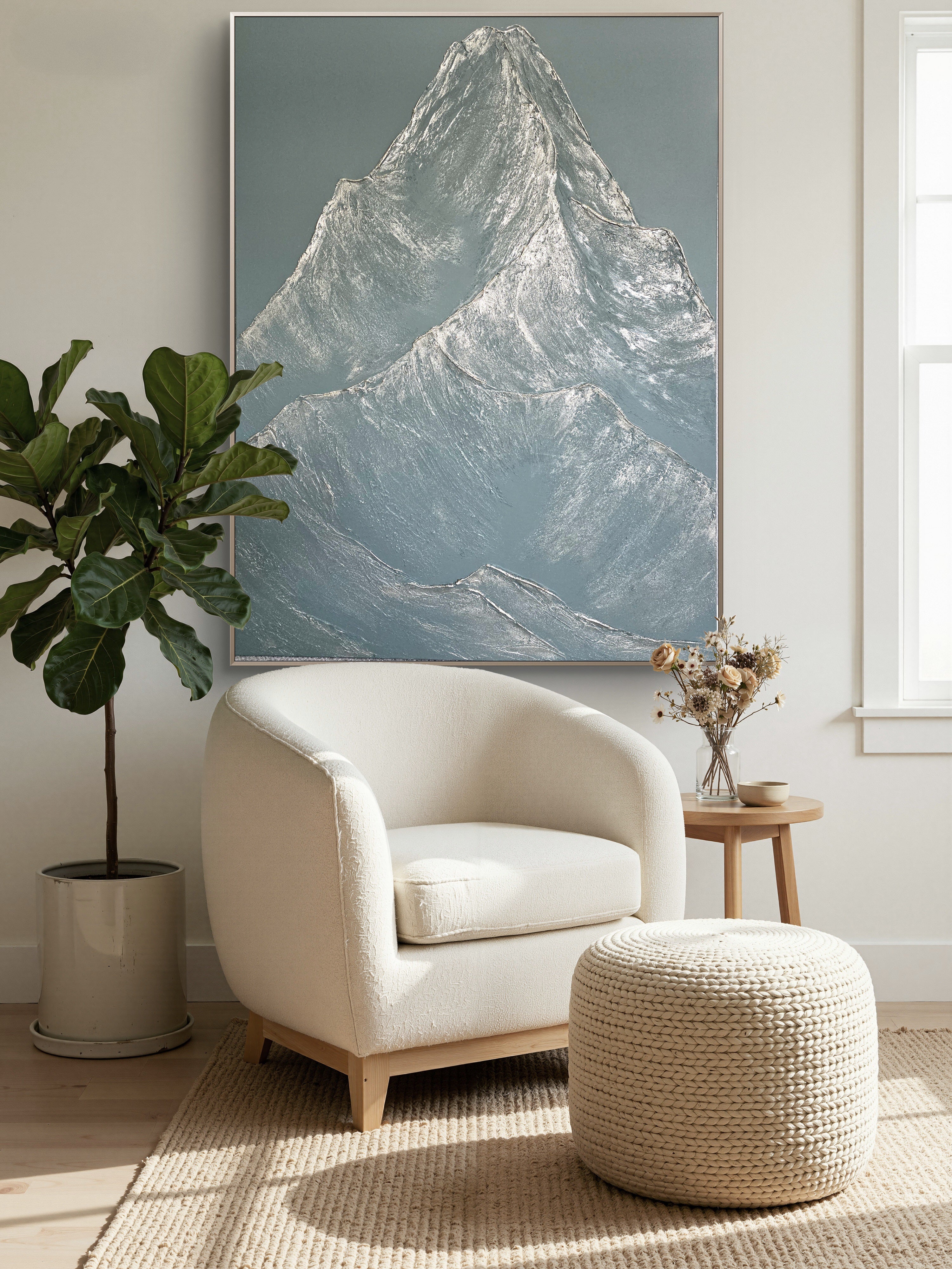 36x48 Textured Mountain Artwork | Succulent