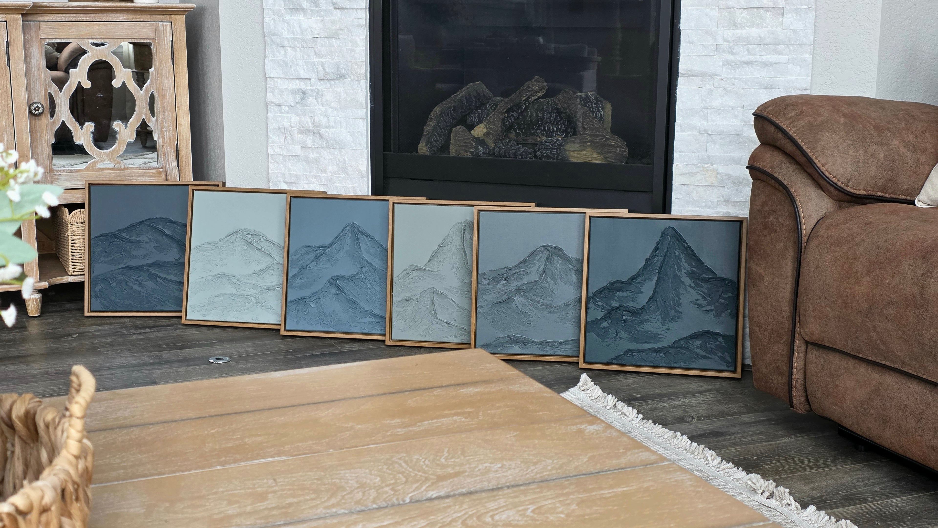 Multi Set Textured Mountain Art - Blue