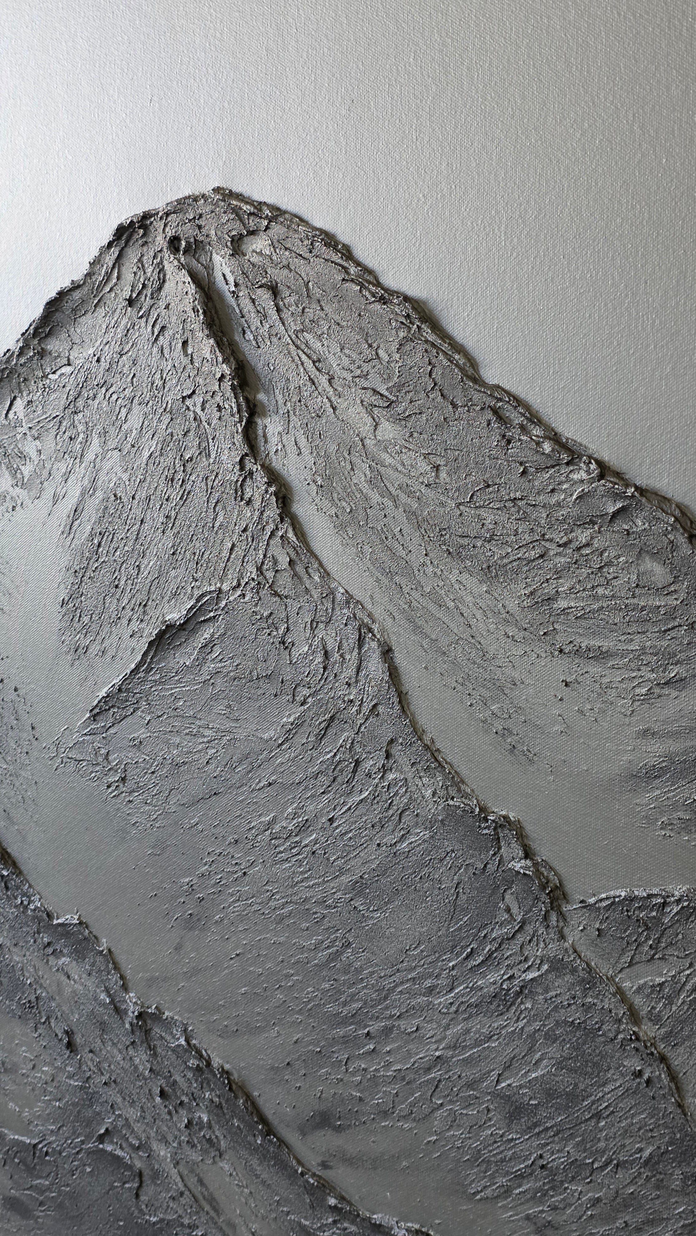 30x30 Textured Mountain Art Monochromatic Black